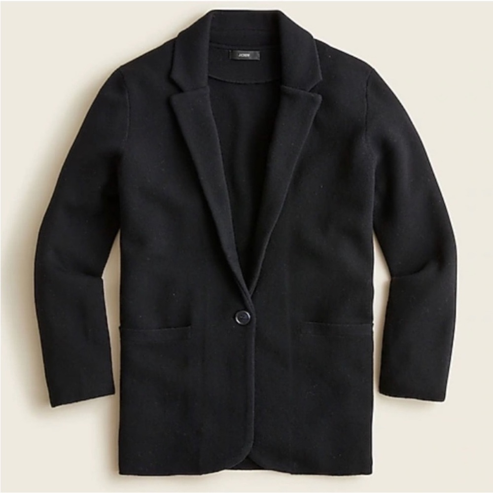 J Crew Cecile Relaxed Sweater Blazer Womens L Black Wool Double Knit Capsule - Picture 2 of 16